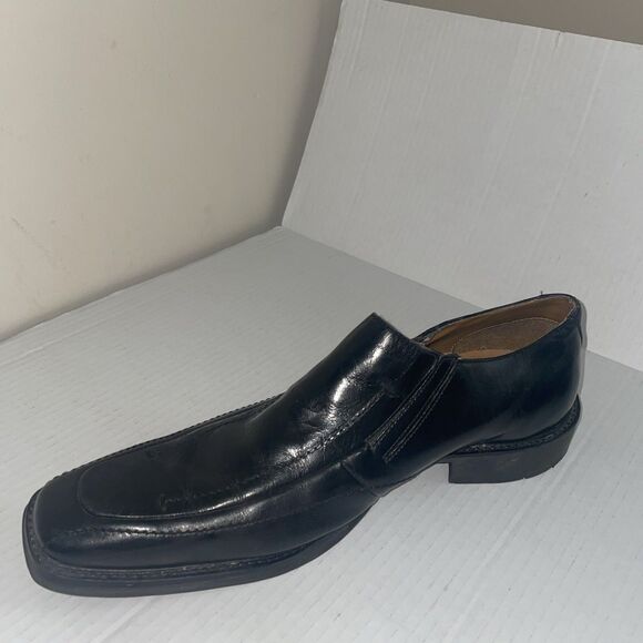 Steve‎ Madden Shoes Mens 12 Black Loafers Leather Square Toe Slip On Dressy - Picture 5 of 10